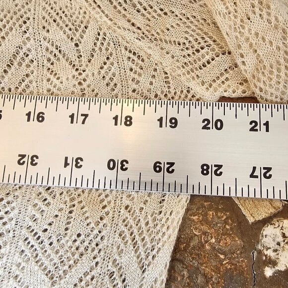 Linen Blend Lightweight Open-Front Cardigan Sweater, Beige Cream Tan, Size Large - Picture 8 of 10